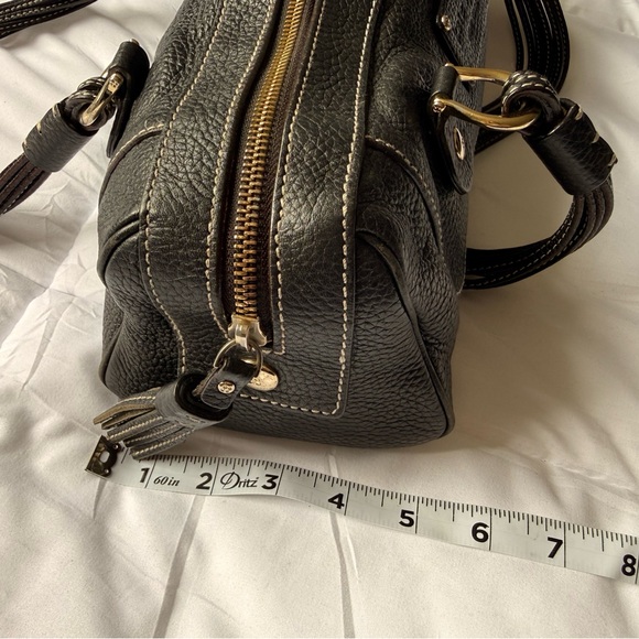 Kate Spade Barrel Bag Multiple Gathered Straps Black Pebbled Leather Early Y2K - Picture 8 of 10